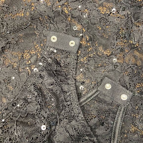 NWT Black Lace Sequin Bodysuit - Picture 2 of 5